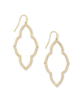 Abbie Gold Open Frame Earrings In White Crystal