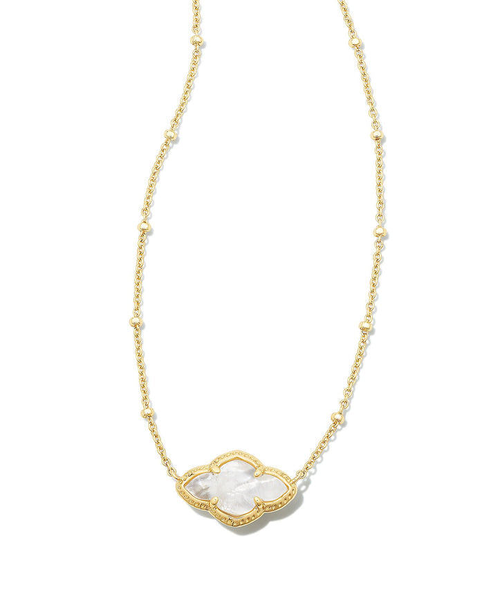 Abbie Pendant Necklace in Gold Ivory Mother of Pearl