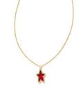 Ada Star Short Pendant Necklace in Gold Red llusion