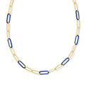 Ainsley Convertible Chain Necklace in Gold Blue Enamel