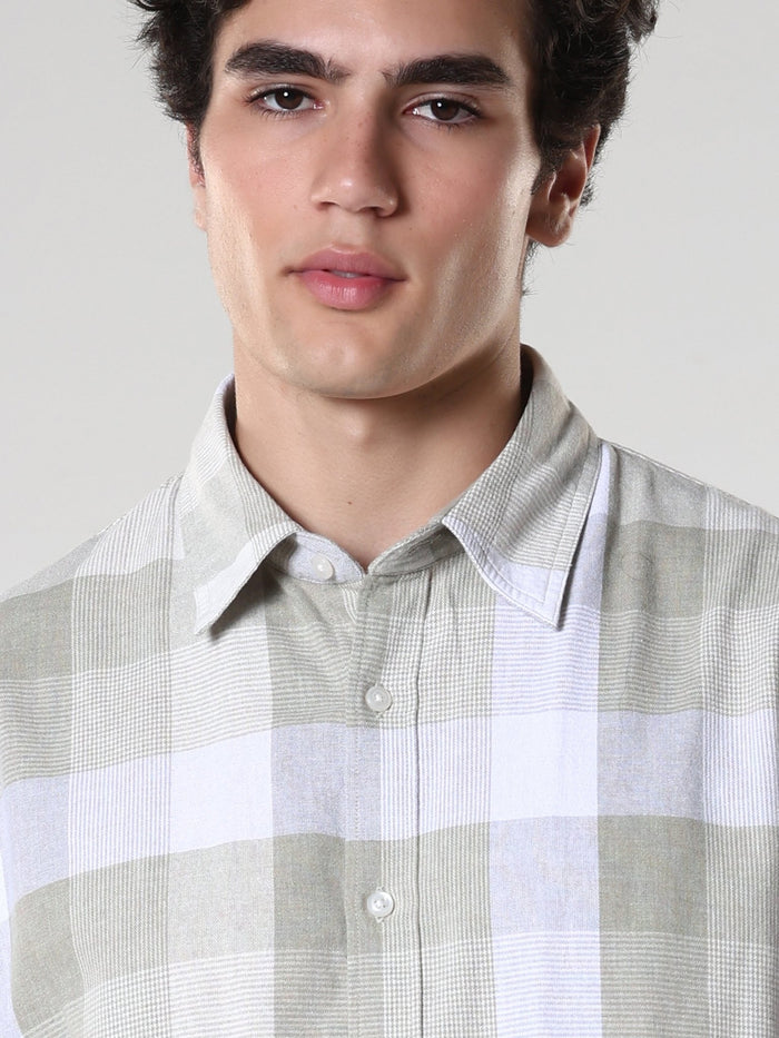 Amabel - Checkered Regular fit Shirt - Grey