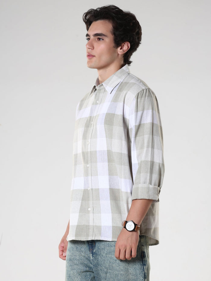 Amabel - Checkered Regular fit Shirt - Grey