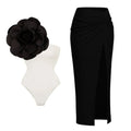 Amanda Slit Skirt Set - White