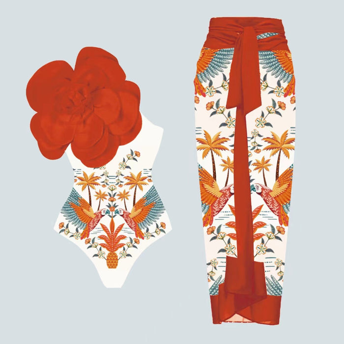 Amanda Swimsuit Set - Red/White