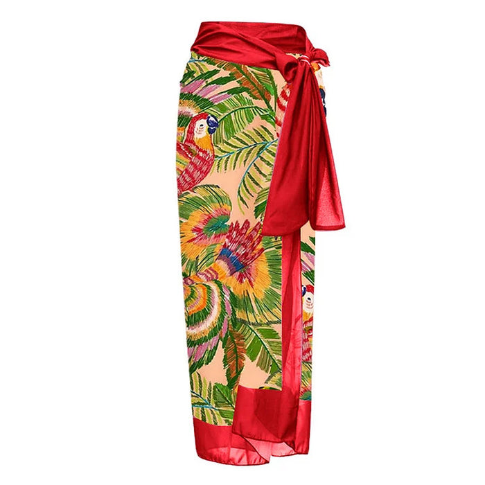 Amanda Wrap Skirt - Red Printed