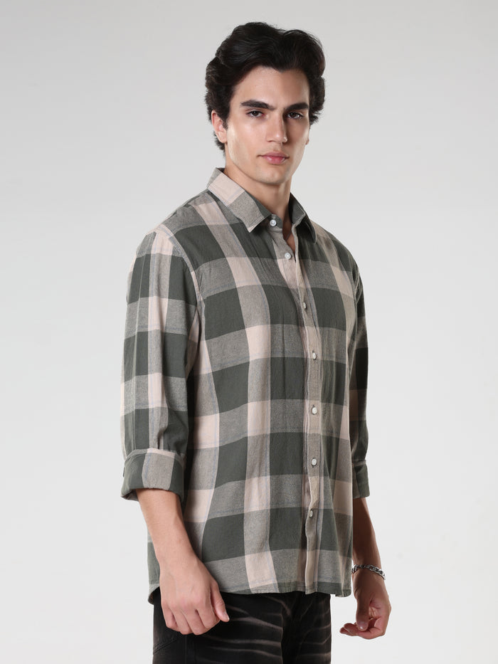 men's green checkered  shirt made from pure cotton.