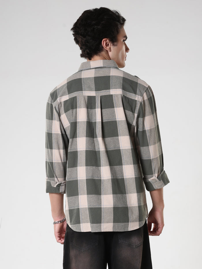 men's green checkered  shirt made from pure cotton.