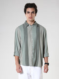 men's  green stripped  shirt made from pure cotton.