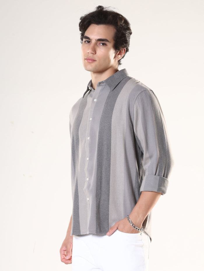 men's  grey stripped  shirt made from pure cotton.