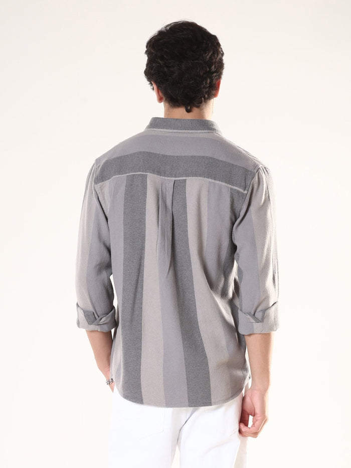 men's  grey stripped  shirt made from pure cotton.