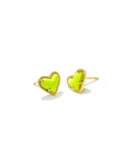 Ari Heart Stud Earring in Gold Neon Yellow