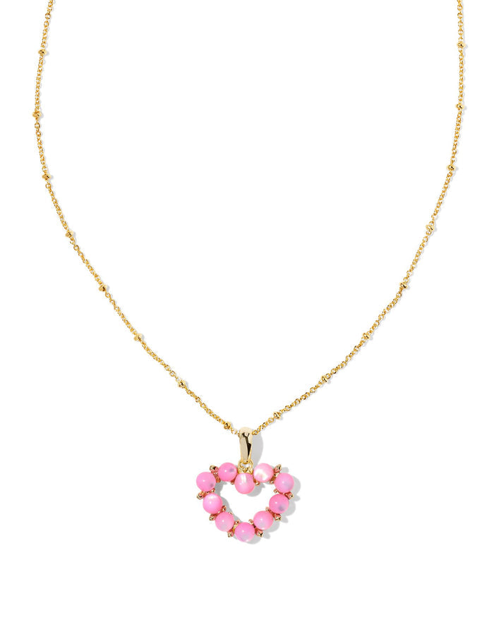 Ashton Heart Pendant Necklace in Gold Blush Ivory Mother of Pearl