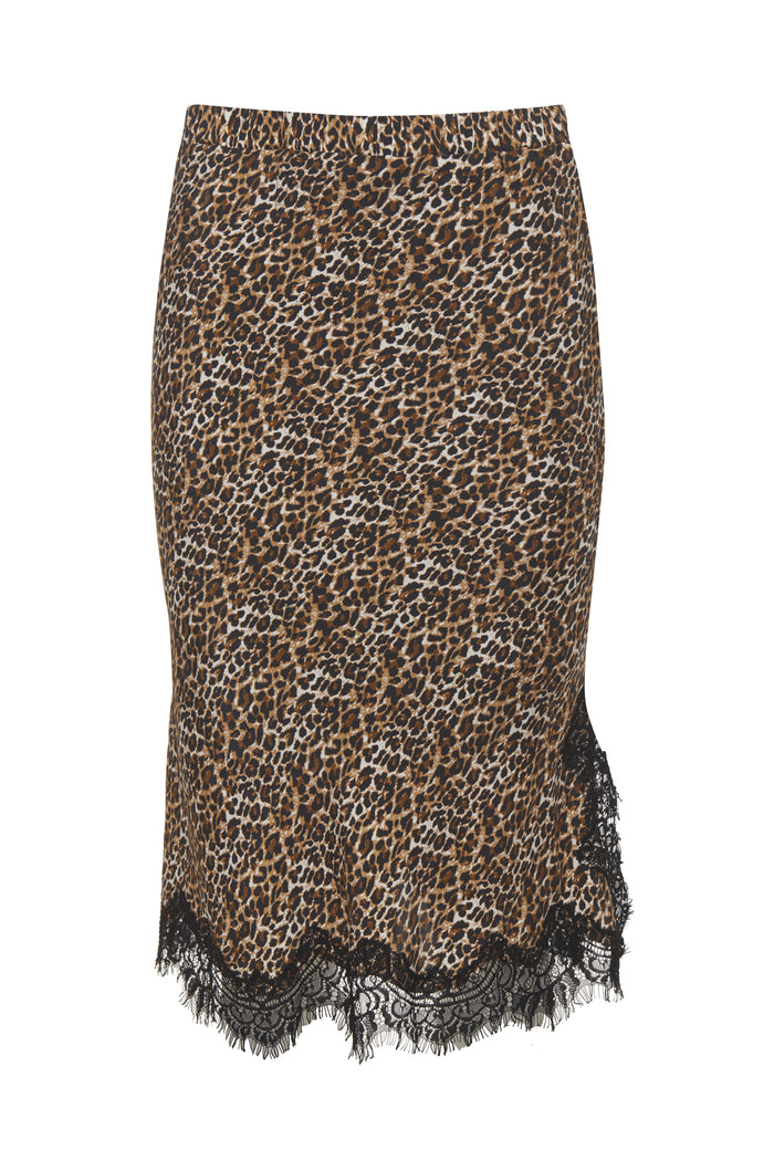 Ava Leopard Bias Skirt Fall Camel