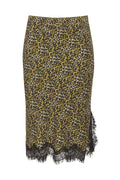 Ava Leopard Bias Skirt Olive Oil