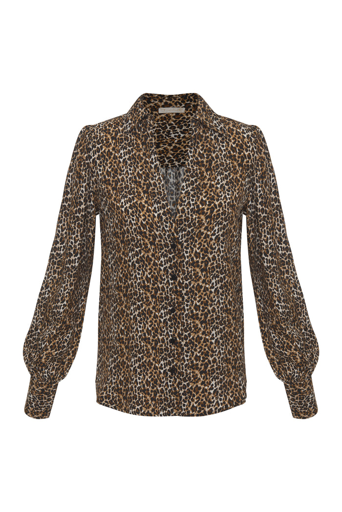 Ava Leopard Glam Shirt Fall Camel