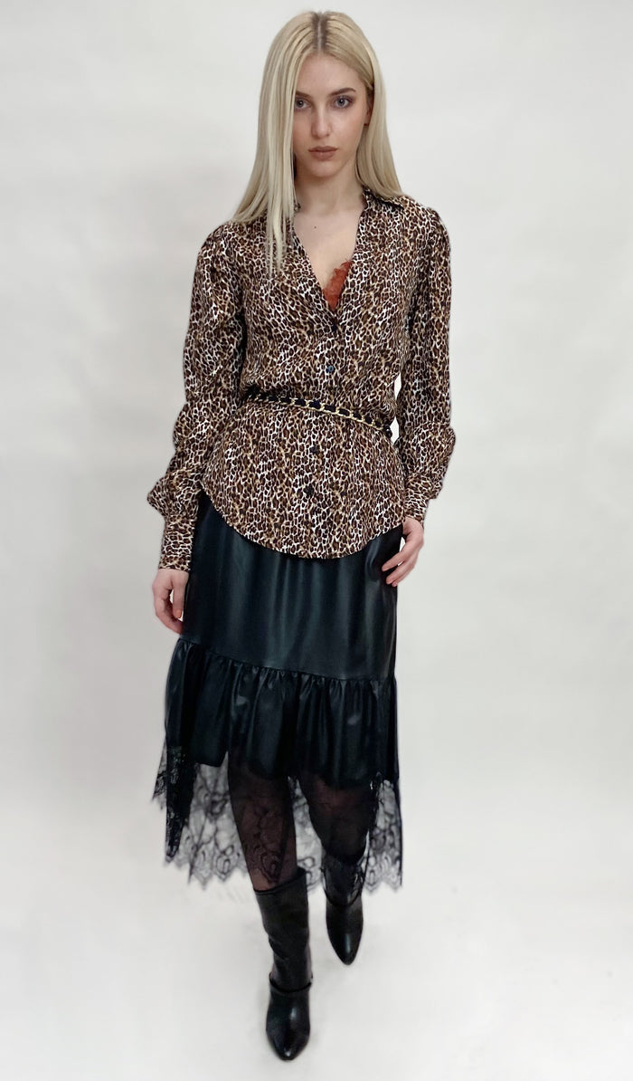 Ava Leopard Glam Shirt Fall Camel