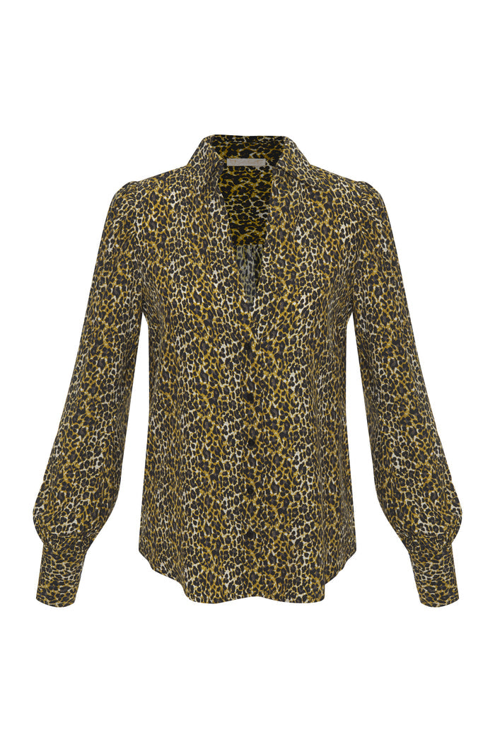 Ava Leopard Glam Shirt Olive Oil