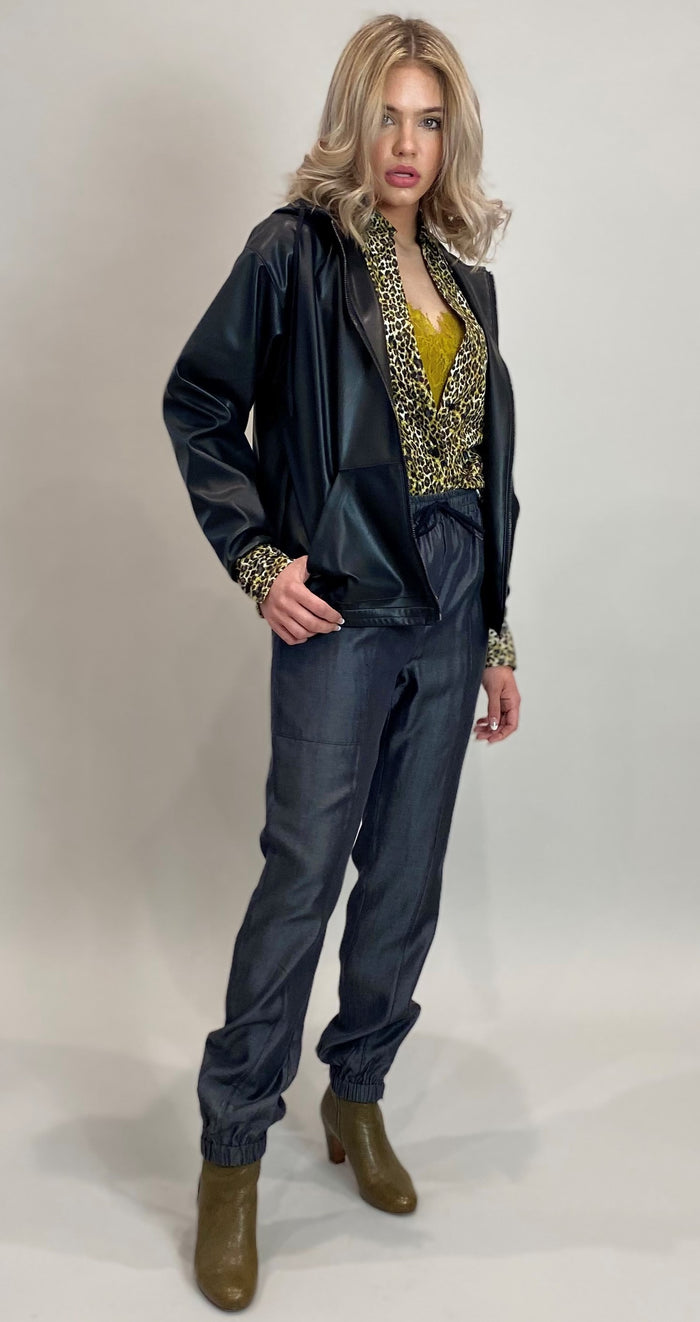 Ava Leopard Glam Shirt Olive Oil