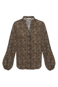 Ava Leopard Henley Top Fall Camel