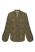 Ava Leopard Henley Top Olive Oil