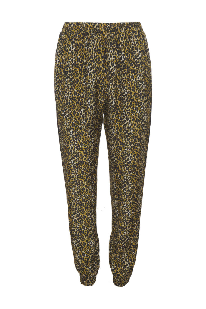 Ava Leopard Jog Pant Olive Oil