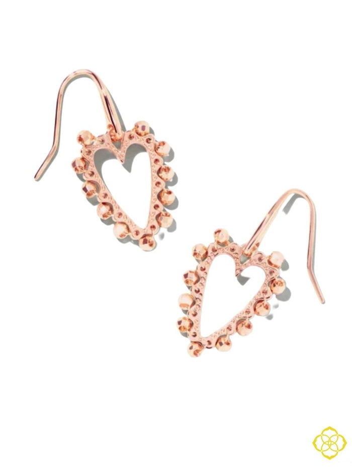 Beaded Ansley Open Frame Earring in Rose Gold