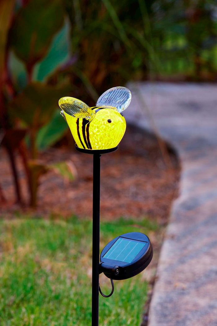 Bee Glass Light-Up Garden Stake