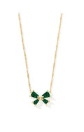 Blair Bow Small Short Pendant Necklace in Gold Emerald Drusy