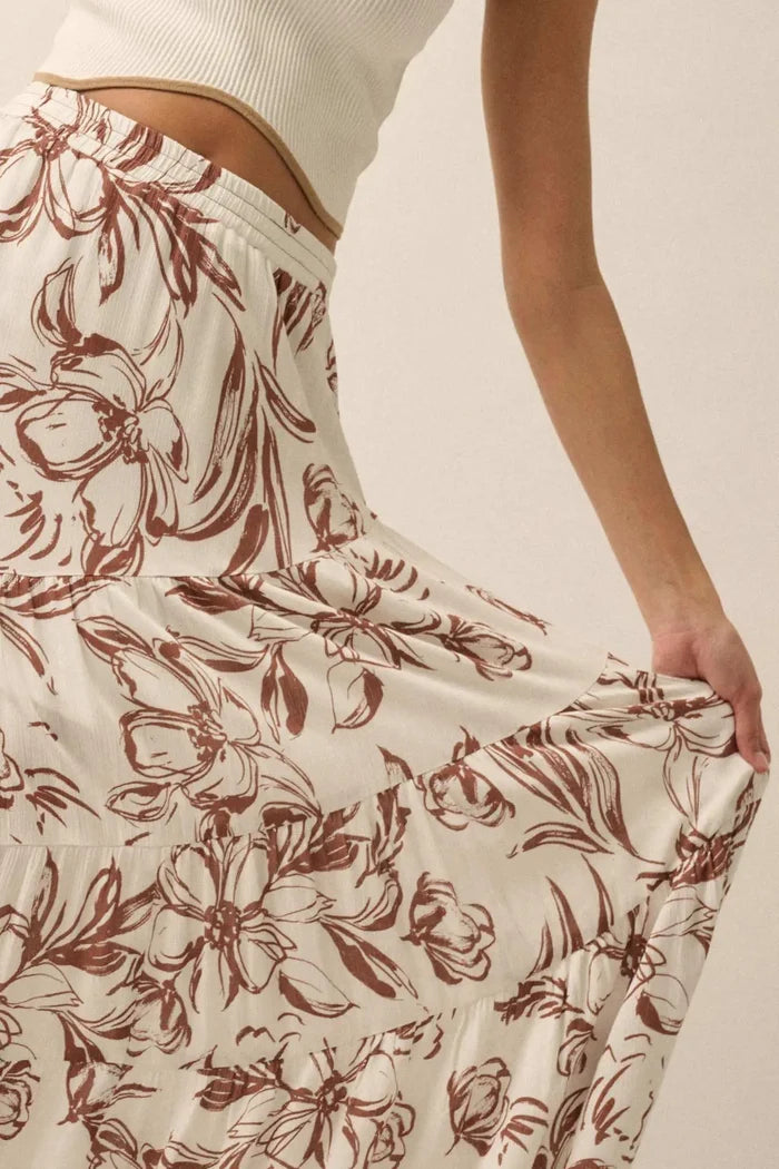 Blooming Breeze Asymmetrical Tiered Maxi Skirt - ShopPromesa