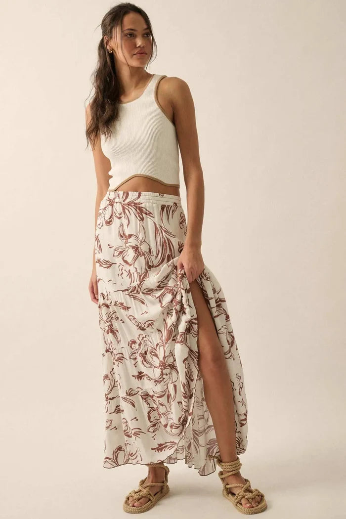 Blooming Breeze Asymmetrical Tiered Maxi Skirt - ShopPromesa