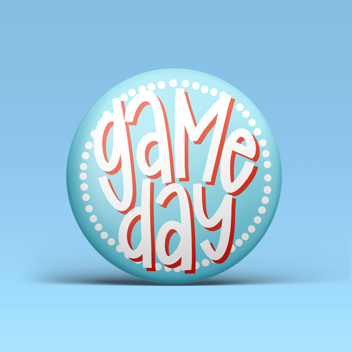 Blue & Red Game Day Polka Dots Buttons | Game Day Pins
