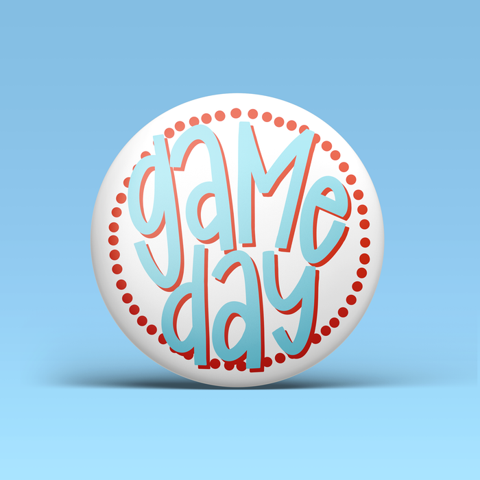 Blue & Red Game Day Polka Dots Buttons | Game Day Pins
