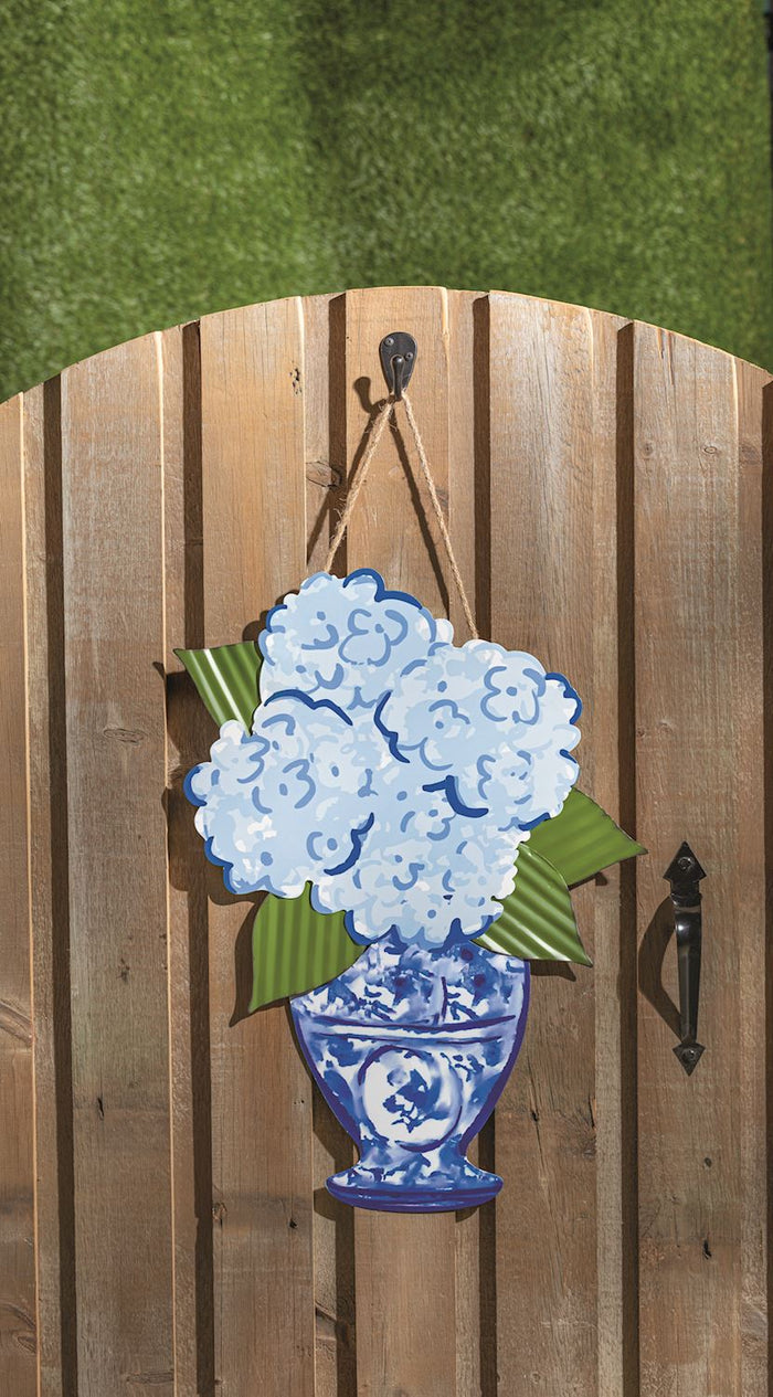 Blue Willow Hydrangea Door Hanger