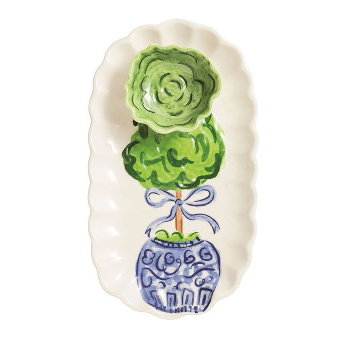 Blue Willow Topiary Tray & Dip Set