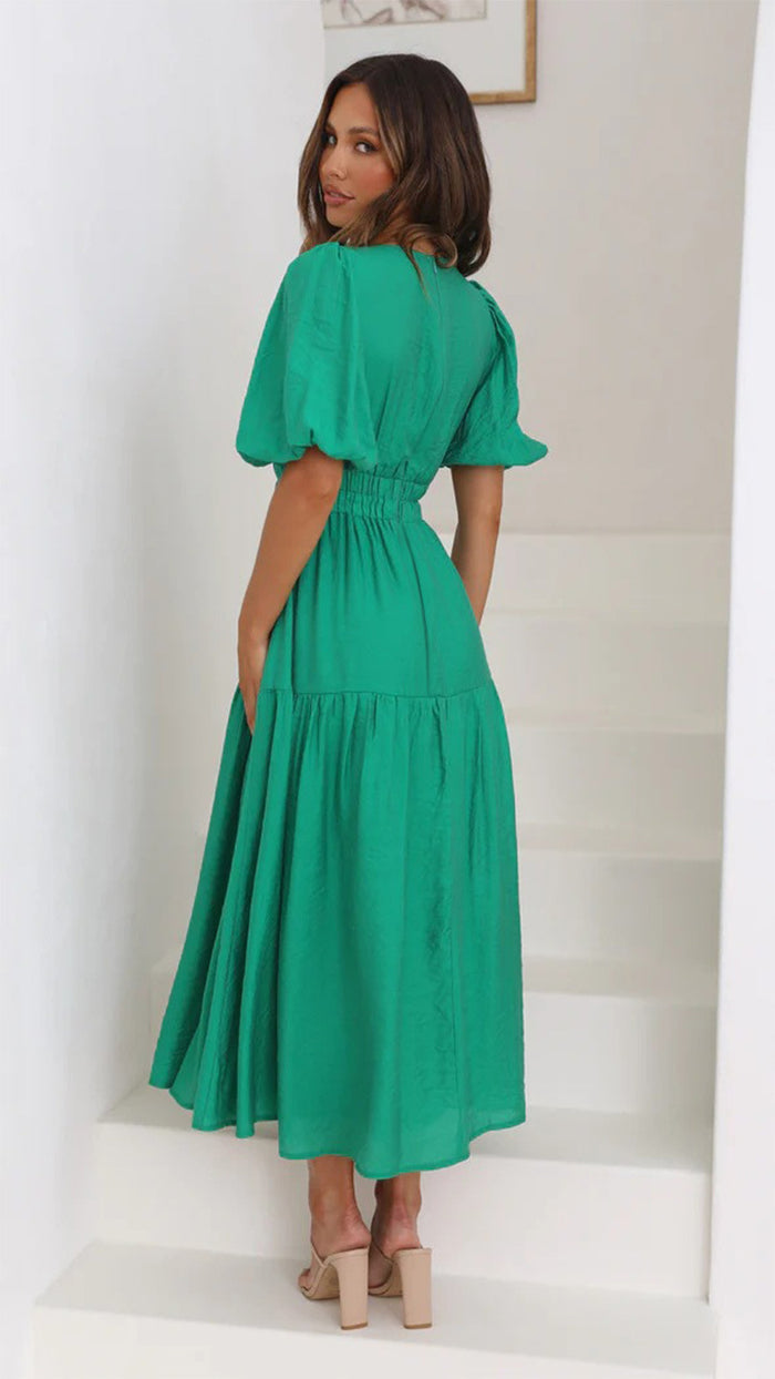 Brunch It Right Midi Dress - Dark Green