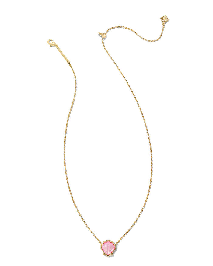 Brynne Shell Pendant Necklace in Gold Blush Mother of Pearl