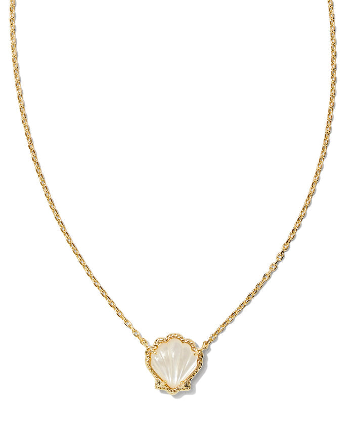 Brynne Shell Pendant Necklace in Gold Ivory Mother of Pearl