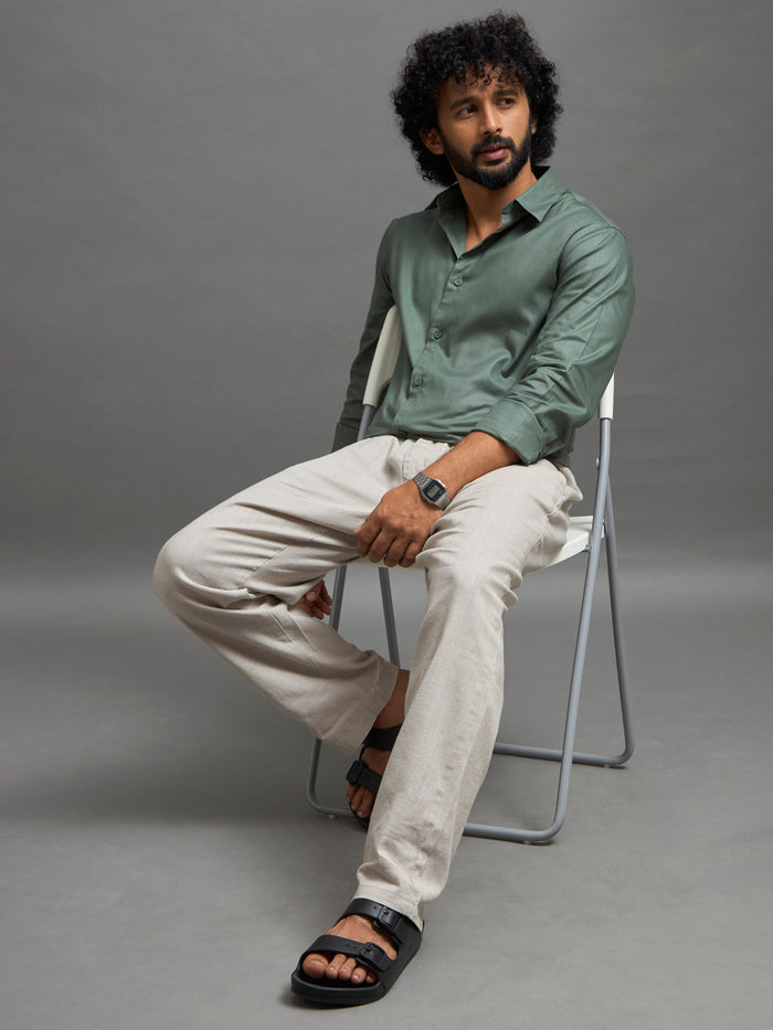 Calanthe - Giza Cotton Slim Fit Shirt - Moss Green