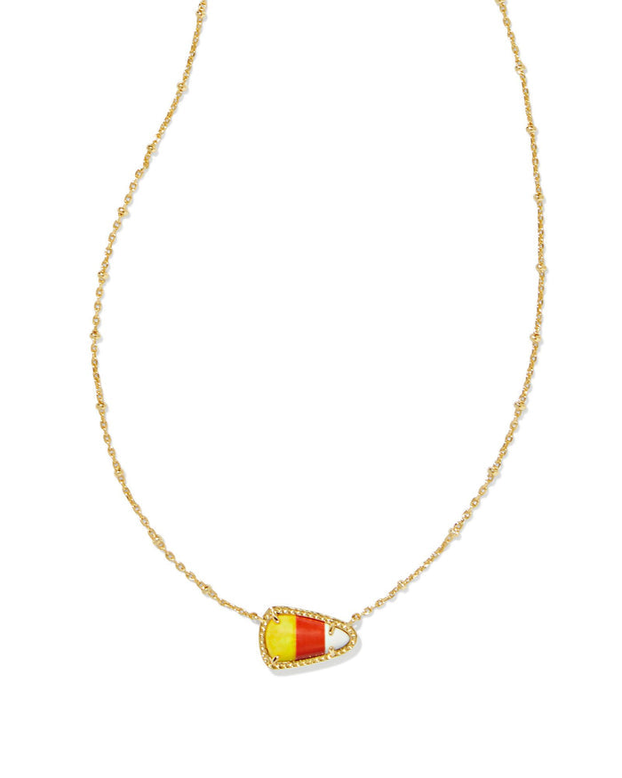 Candy Corn Short Pendant Necklace in Gold Candy Corn Magnesite