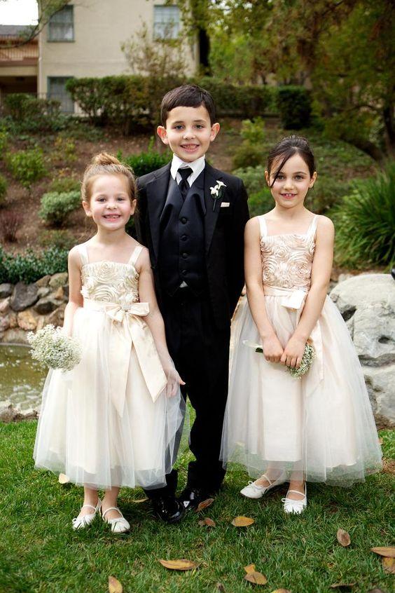 Charming Champagne Floral Lace A-line Flower Girl Dress with Bow Sash , FGS109