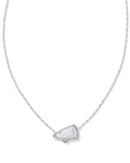 Cheer Short Pendant Necklace in Silver White Mother of Pearl