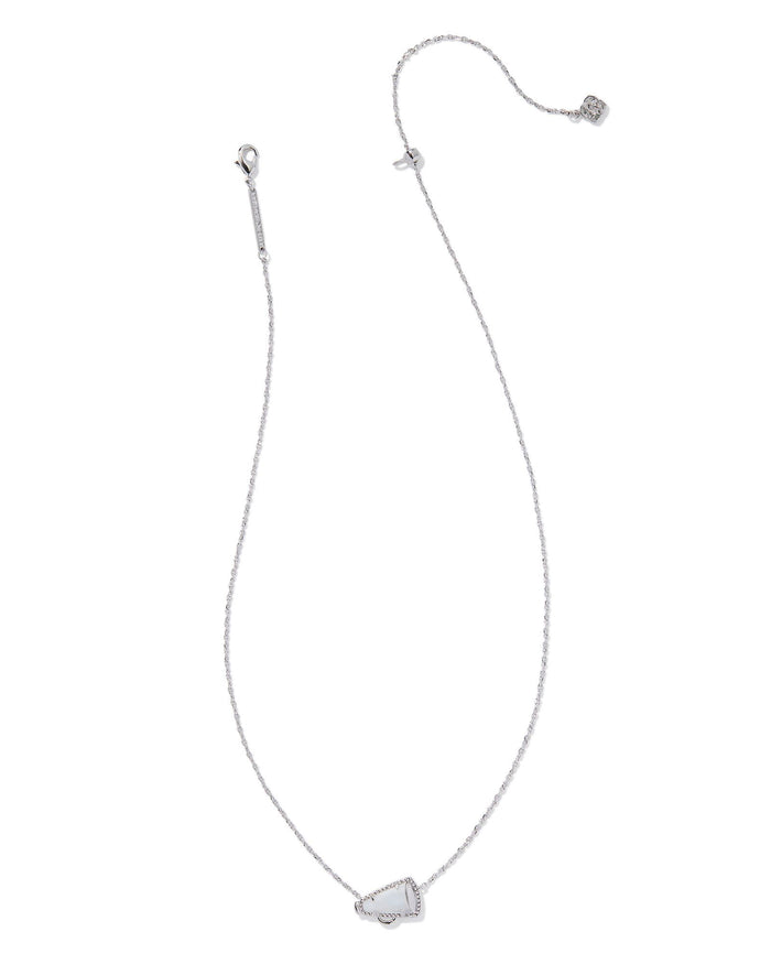 Cheer Short Pendant Necklace in Silver White Mother of Pearl