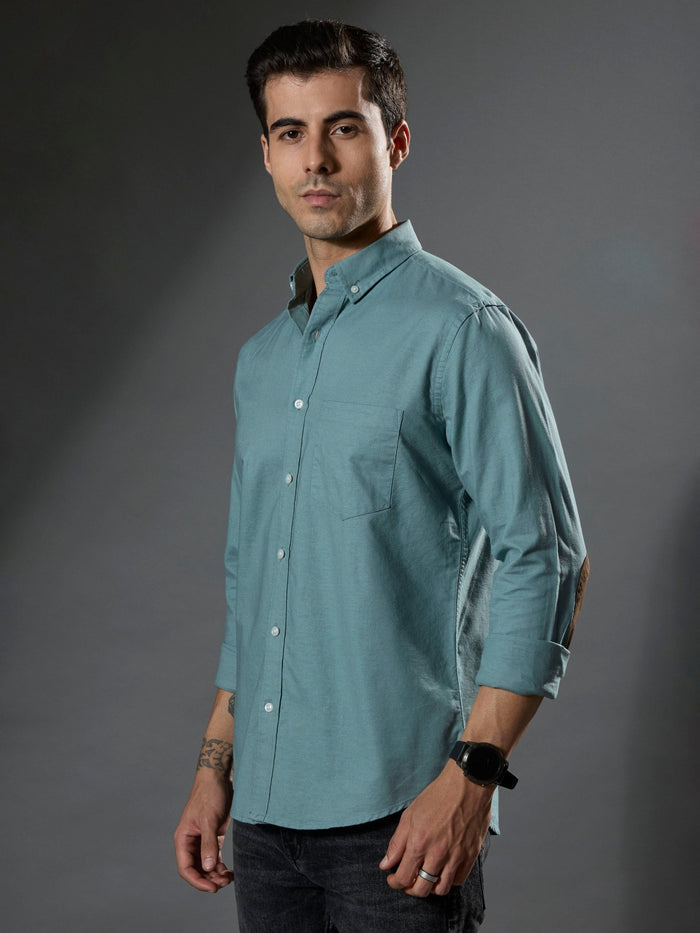 men's aqua green Turkish fit cotton shirt with breast pockets and elbow patches
men's shirt latest collection