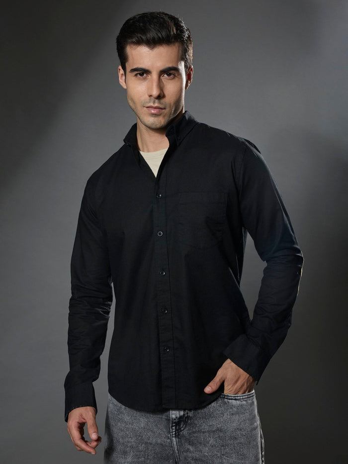 men's black Turkish fit cotton shirt with breast pockets and elbow patches
men's shirt latest collection