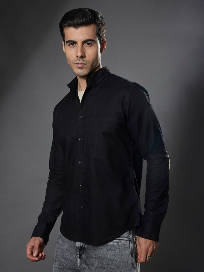 men's black Turkish fit cotton shirt with breast pockets and elbow patches
men's shirt latest collection
