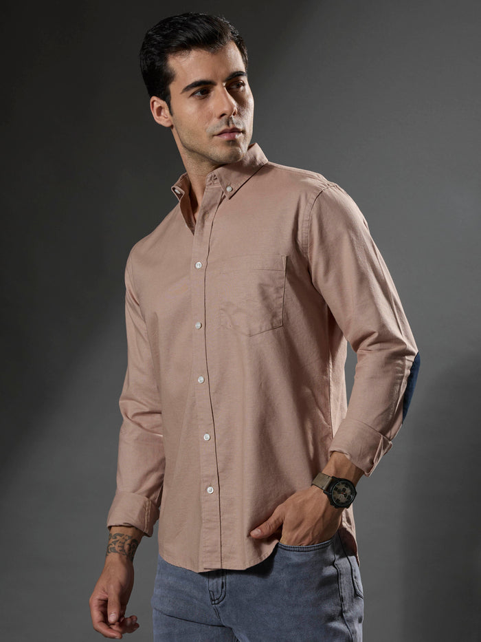 men's peach Turkish fit cotton shirt with breast pockets and elbow patches
men's shirt latest collection
