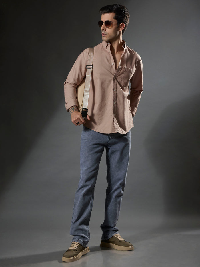 men's peach Turkish fit cotton shirt with breast pockets and elbow patches
men's shirt latest collection