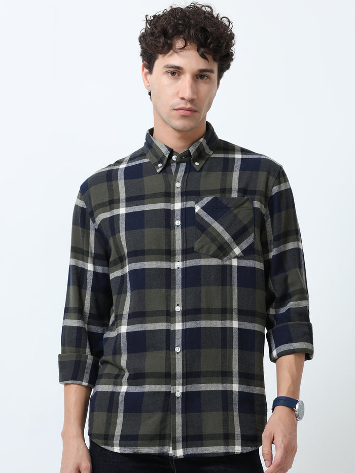 fullsleev checkered shirt in regular fit made from soft brushed fabric
fullsleeve shirts for men
regular fit shirt for men