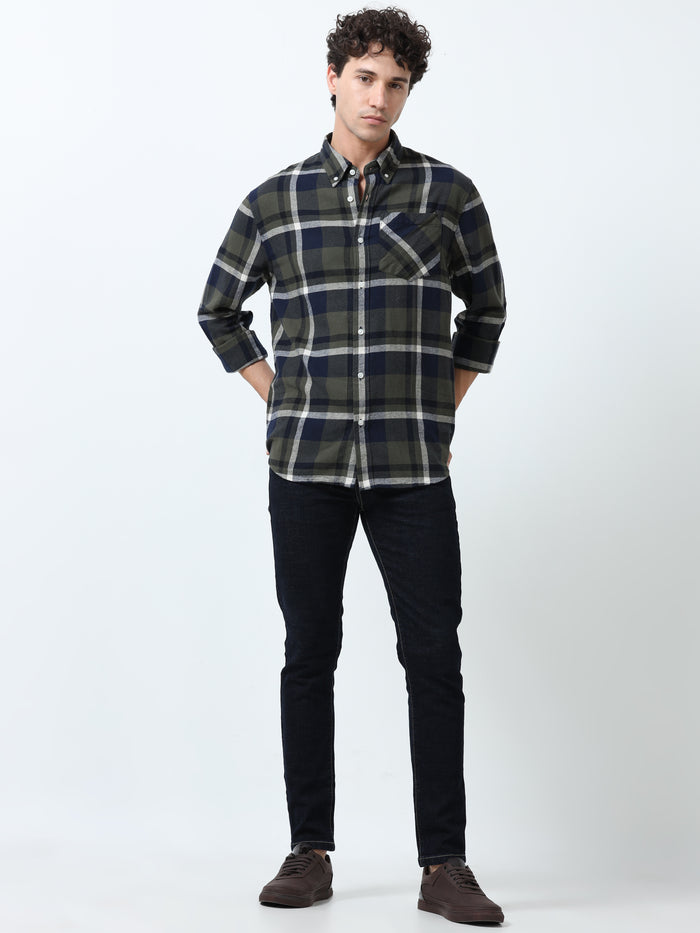 fullsleev checkered shirt in regular fit made from soft brushed fabric
fullsleeve shirts for men
regular fit shirt for men