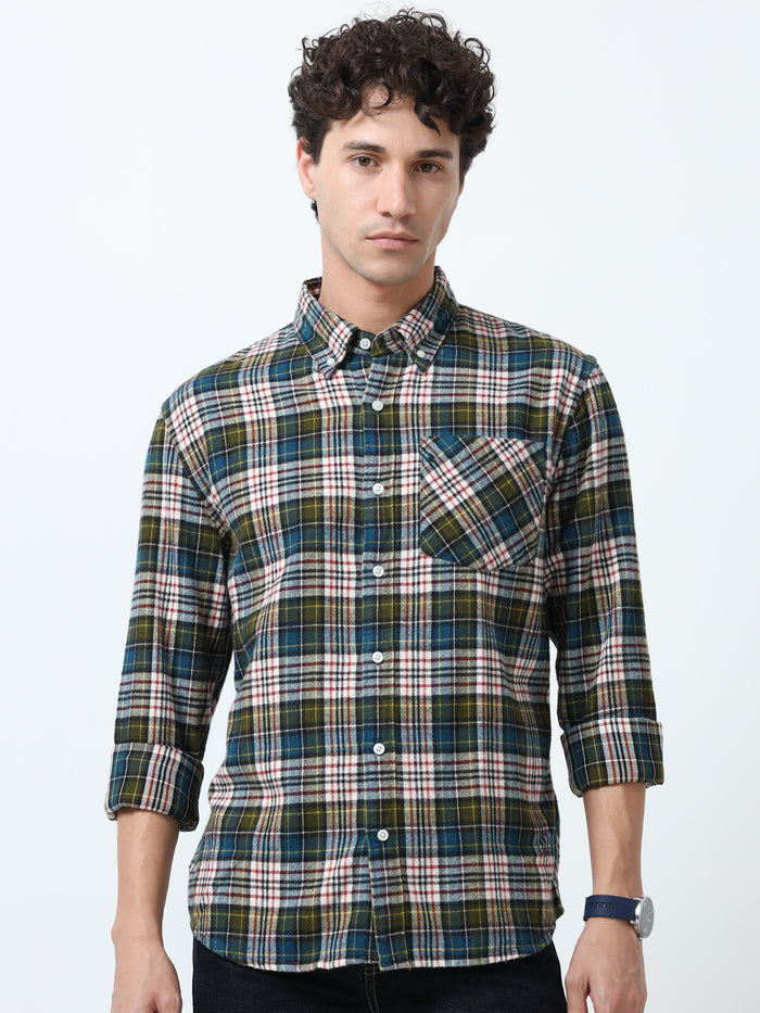 fullsleev checkered shirt in regular fit made from soft brushed fabric
fullsleeve shirts for men
regular fit shirt for men
